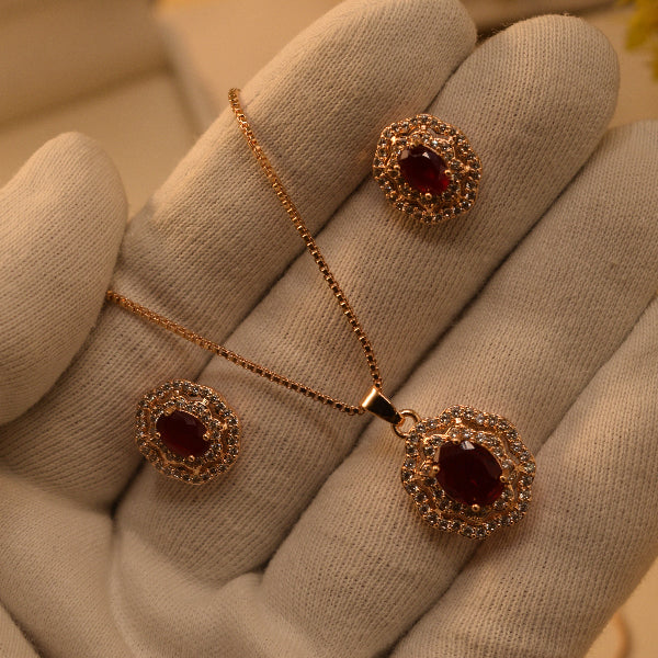 Luxury Design Gold Plated Crystal Stones Necklace Set for Girls/Women