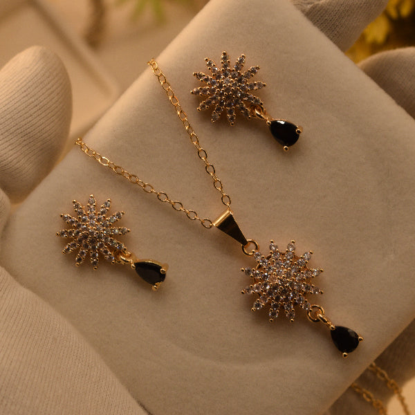 Glamorous Design Gold Plated Crystal Stones Necklace Set for Girls/Women