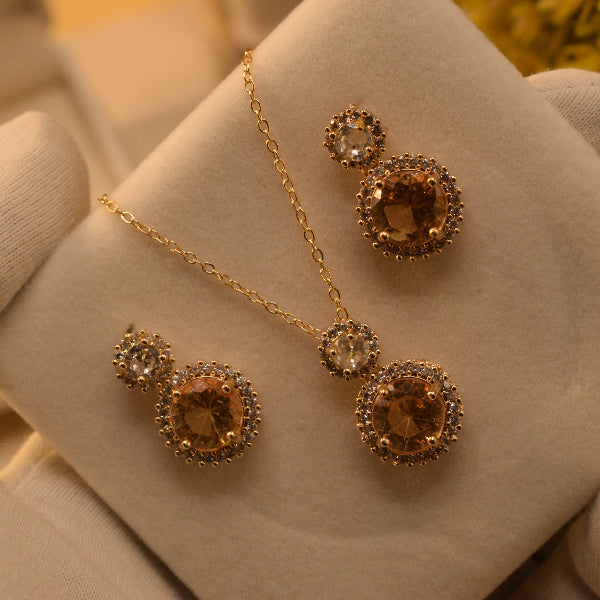 Charming Design Gold Plated Crystal Stones Necklace Set for Girls/Women