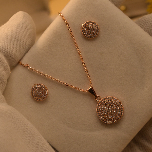 Dazzling Design Gold Plated Crystal Stones Necklace Set for Girls/Women