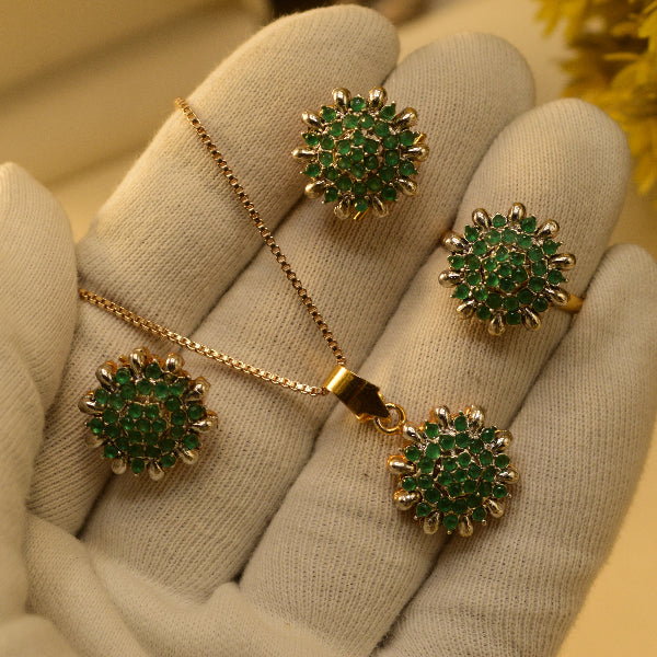 Stylish Unique Design Gold Plated Crystal Stones Necklace Set for Girls/Women