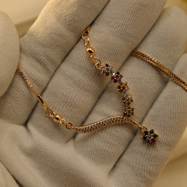 Stylish Unique Design Gold Plated Crystal Stones Necklace for Girls/Women