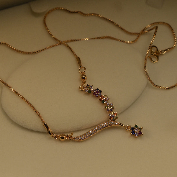 Stylish Unique Design Gold Plated Crystal Stones Necklace for Girls/Women