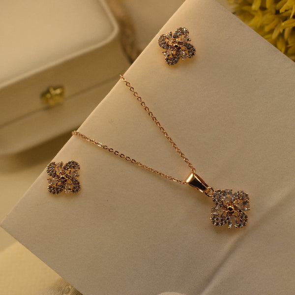 Luminous Design Gold Plated Crystal Stones Necklace Set for Girls/Women