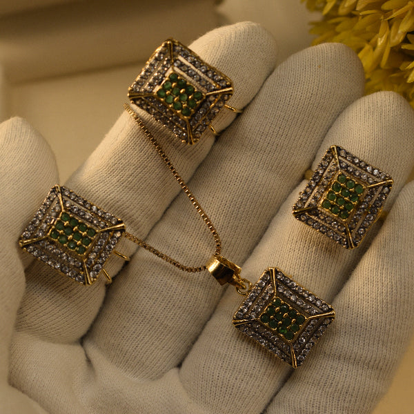 Fancy Design Gold Plated Crystal Stones Necklace Set for Girls/Women