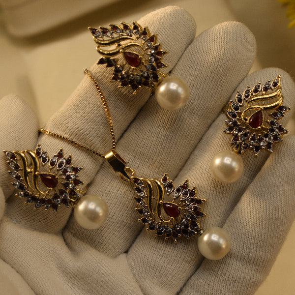 Elegant Design Gold Plated Crystal Stones Necklace Set for Girls/Women