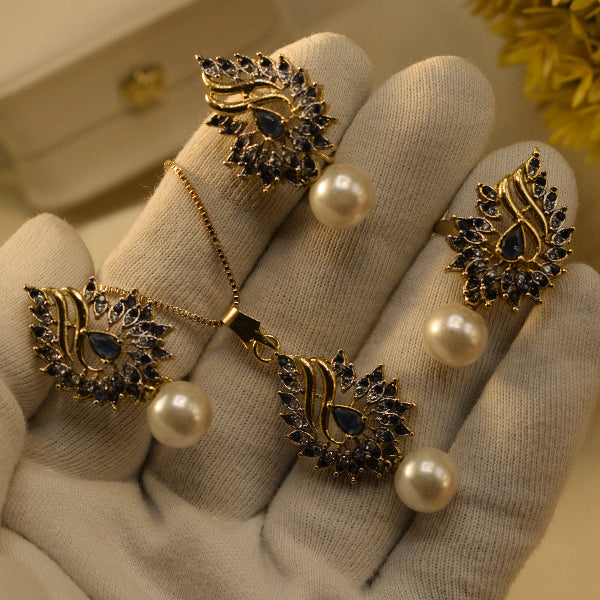Elegant Design Gold Plated Crystal Stones Necklace Set for Girls/Women