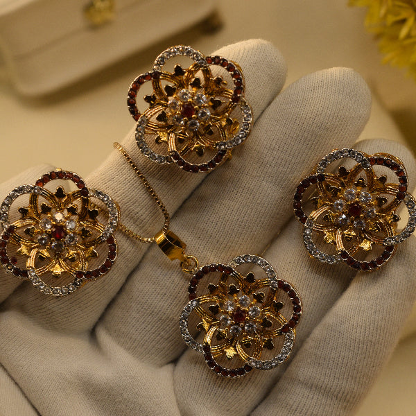 Stylish Design Gold Plated Crystal Stones Necklace Set for Girls/Women