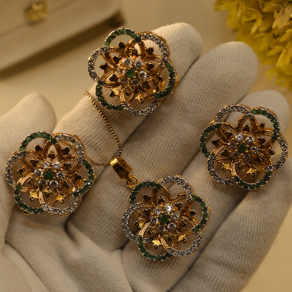 Stylish Design Gold Plated Crystal Stones Necklace Set for Girls/Women