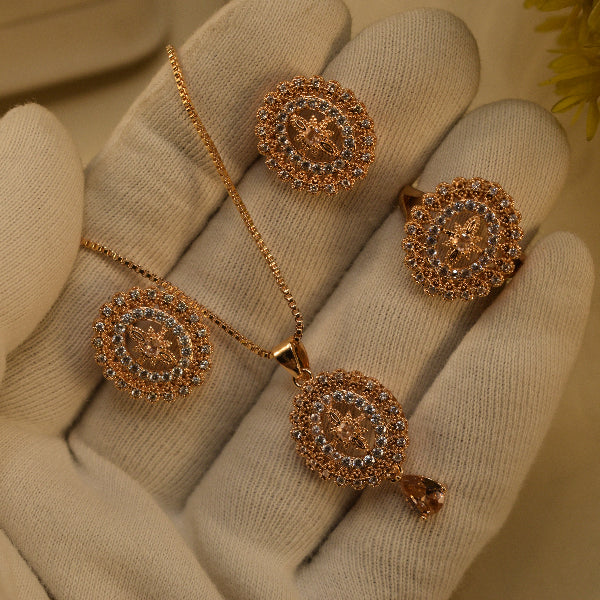 Charming Design Gold Plated Crystal Stones Necklace Set for Girls/Women