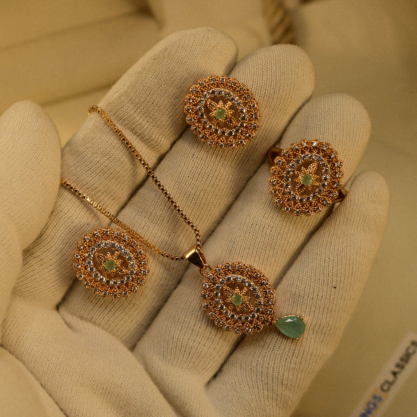 Charming Design Gold Plated Crystal Stones Necklace Set for Girls/Women