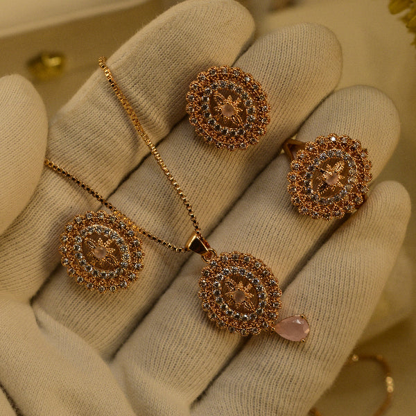 Charming Design Gold Plated Crystal Stones Necklace Set for Girls/Women