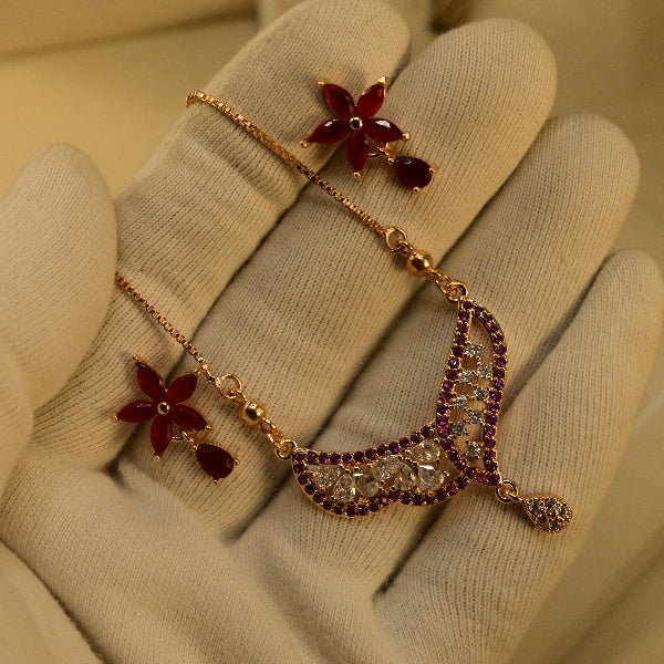 Dazzling Design Gold Plated Crystal Stones Necklace Set for Girls/Women