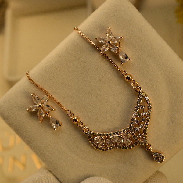 Dazzling Design Gold Plated Crystal Stones Necklace Set for Girls/Women
