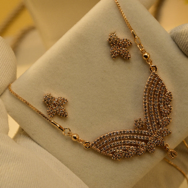 Luxury Unique Design Gold Plated Crystal Stones Necklace Set for Girls/Women