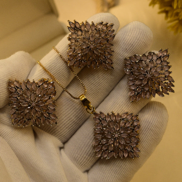 Gorgeous Design Gold Plated Crystal Stones Necklace Set for Girls/Women