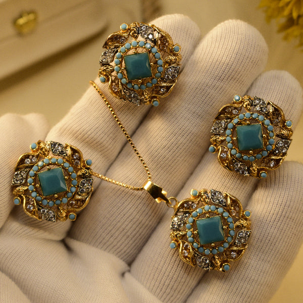 Elegant Design Gold Plated Crystal Stones Necklace Set for Girls/Women