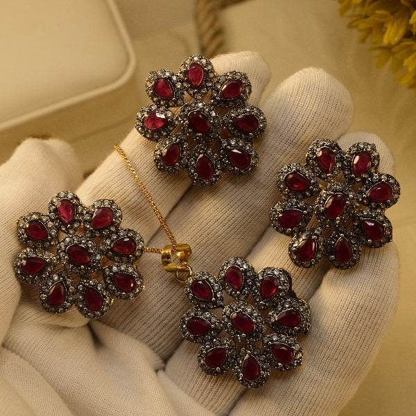 Charming Design Gold Plated Crystal Stones Necklace Set for Girls/Women