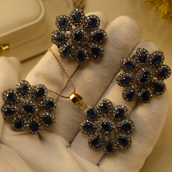 Charming Design Gold Plated Crystal Stones Necklace Set for Girls/Women