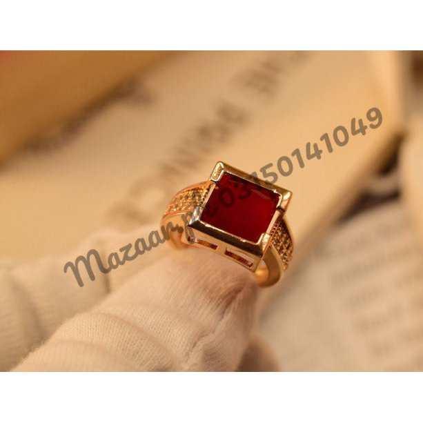 Antique Gold Plated Maroon Zircon Crystal Ring for Girls/Women - Meerzah