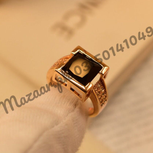 Antique Gold Plated Black Zircon Crystal Ring for Girls/Women - Meerzah