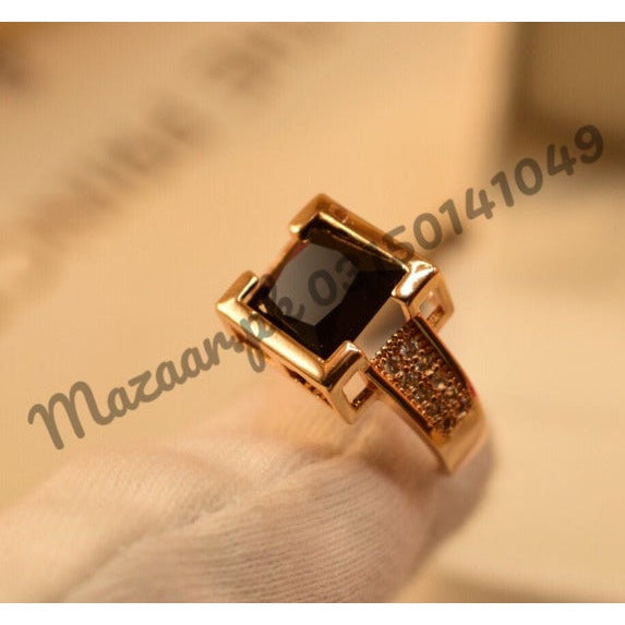 Antique Gold Plated Black Zircon Crystal Ring for Girls/Women - Meerzah