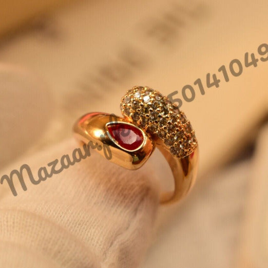 Beautiful Golden Maroon Zircon Crystal Ring for Girls/Women - Meerzah