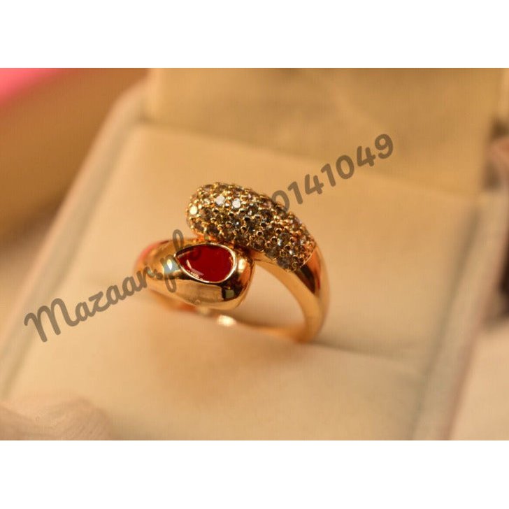 Beautiful Golden Maroon Zircon Crystal Ring for Girls/Women - Meerzah