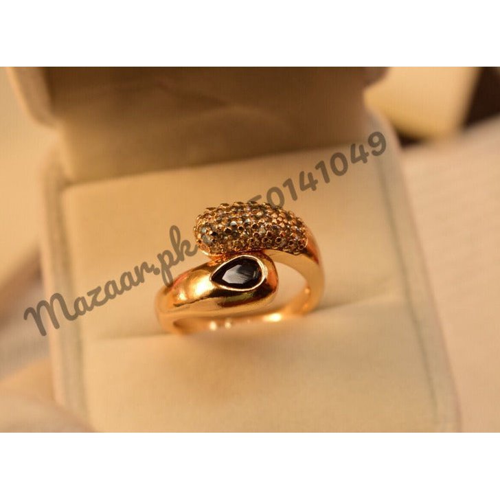 Beautiful Golden Black Zircon Crystal Ring for Girls/Women - Meerzah