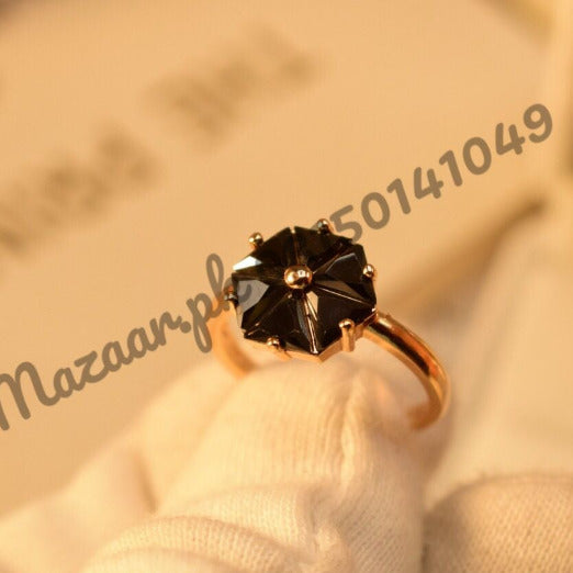 Fancy Golden Black Flower Zircon Ring for Girls/Women - Meerzah