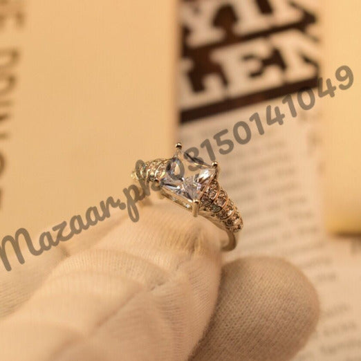 Fancy Silver Crystal Zircon Ring for Girls/Women - Meerzah