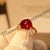 Beautiful Golden Maroon Flower Zircon Crystal Ring for Girls/Women - Meerzah