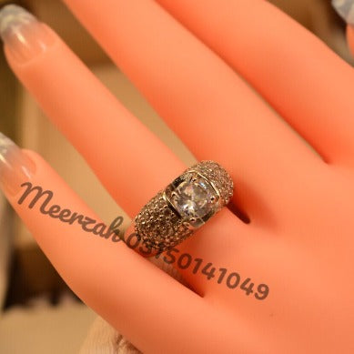 Stunning Stone Silver Crystal Ring for Girls/Women - Meerzah