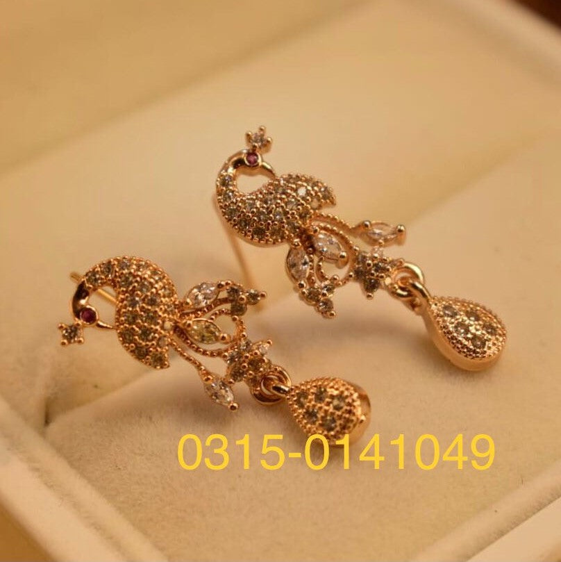 Elegant Peacock Golden Earings for Girls/Women - Meerzah