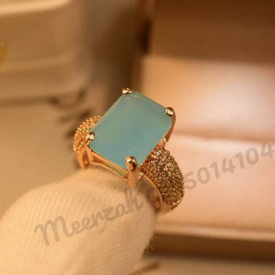 Stylish Feroza Square Zircon Crystal Ring for Girls/Women - Meerzah