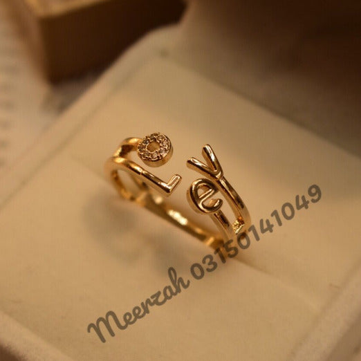 Beautiful Love Golden Adjustable Ring for Girls/Women