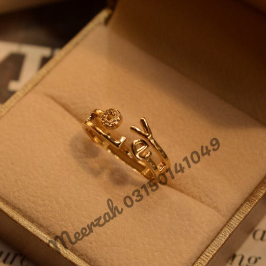 Beautiful Love Golden Adjustable Ring for Girls/Women