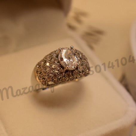 Elegant Glass Zircon Crystal Silver Ring for Girls/Women - Meerzah