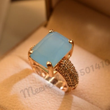 Stylish Feroza Square Zircon Crystal Ring for Girls/Women - Meerzah