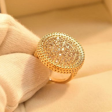 Round Stylish Golden Zircon Ring for Girls/Women - Meerzah