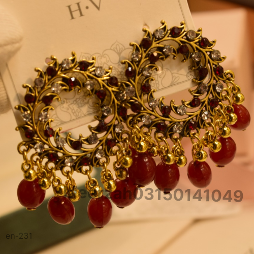 Saphire studded rose gold coated earrings for Girls/Women