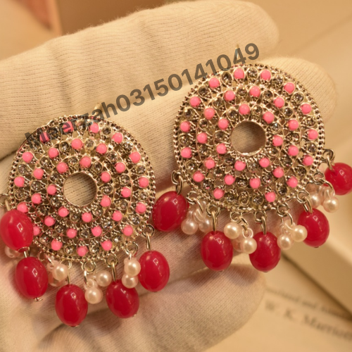 Stylish Silver Pink Coated Earrings For Girls/Women