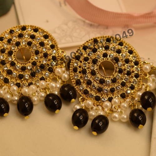 Stylish Gold Black Coated Earrings For Girls/Women