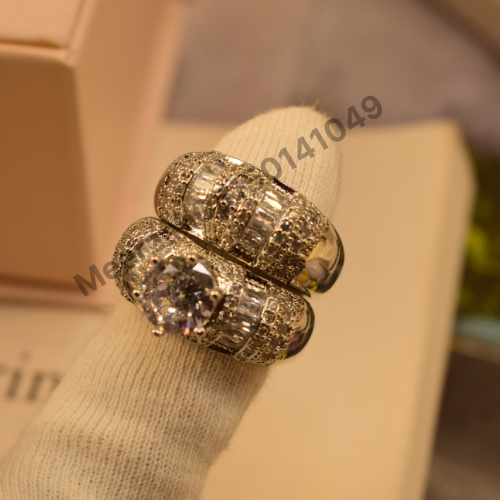 18k coated zircons studded adjustable pair rings for Girls/Women