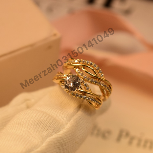 18k coated zircons studded adjustable pair ring for Girls/Women