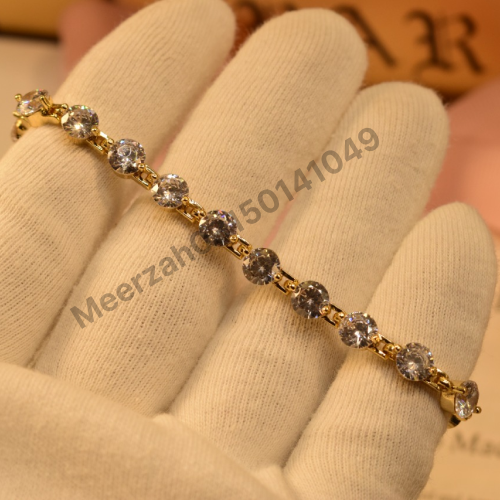 Silver plated 1 carat complete zircon studded Bracelet for Girls/Women