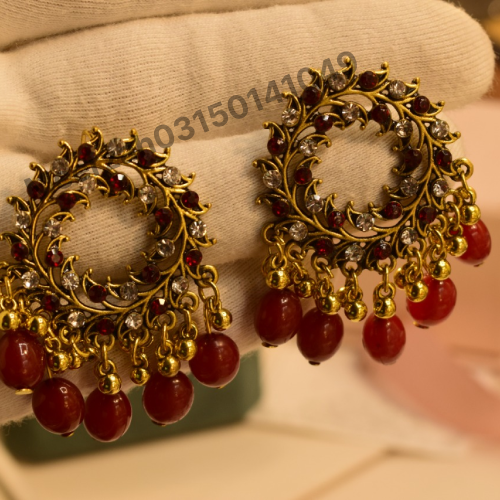 Saphire studded rose gold coated earrings for Girls/Women