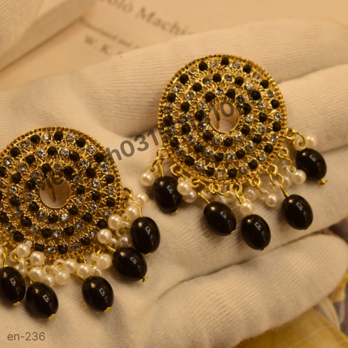 Stylish Gold Black Coated Earrings For Girls/Women