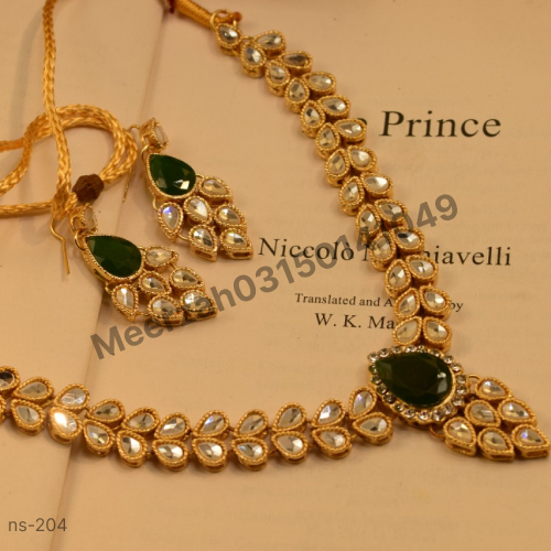 8k micro gold plated crystal stone necklace set for Girls/Women