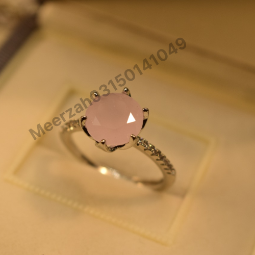 Pink Stone Silver Plated Ring for Girls/Women